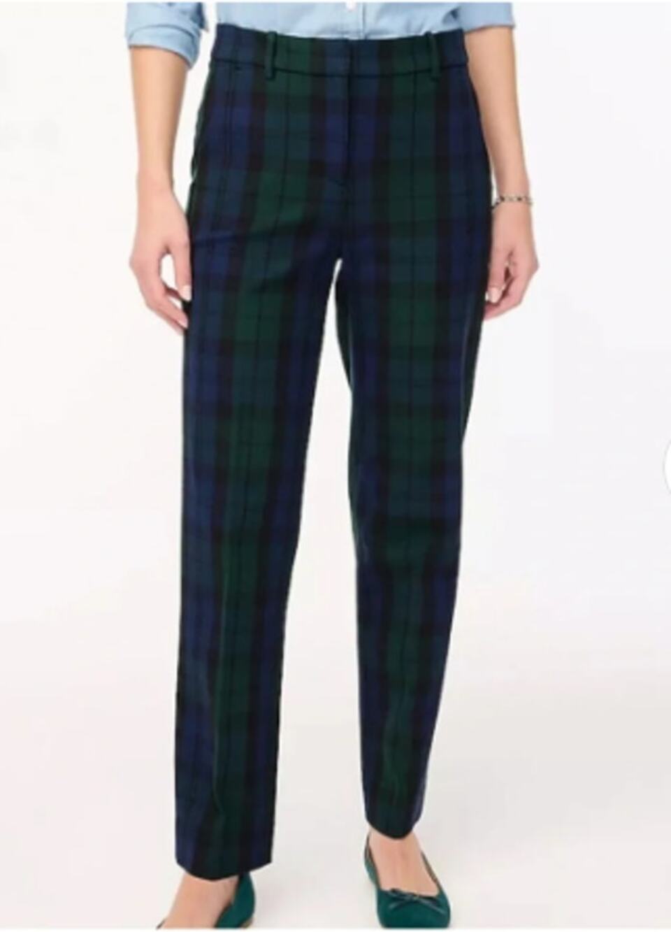 J. Crew Factory Kallie Plaid Straight-leg Pant in Black Watch Size 12